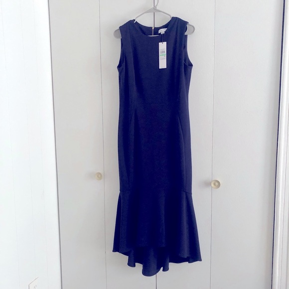 NWT Calvin Klein Navy Blue flare Maxi prom or wedding dress. - Picture 4 of 11